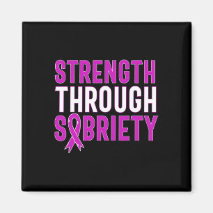 Strength Through Sobriety End Addiction Purple Rib Magnet