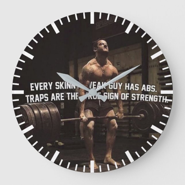Strength Training Motivation - Traps - Workout Large Clock (Front)