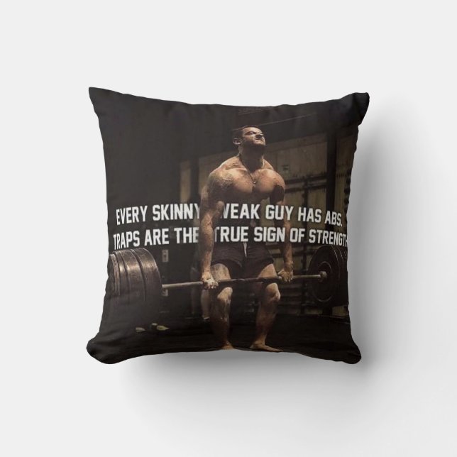 Strength Training Motivation - Traps - Workout Throw Pillow (Front)