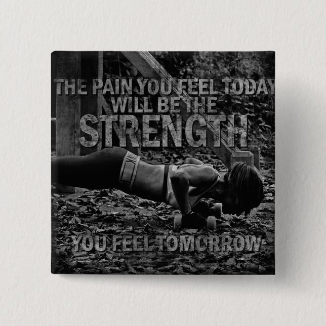 STRENGTH - Women's Workout Motivational 2 Inch Square Button (Front)