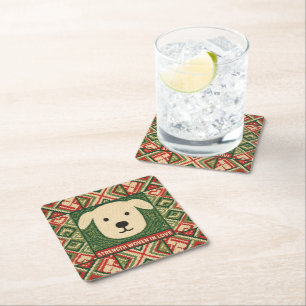 Strength Woven in Love – Meaningful Typography Square Paper Coaster