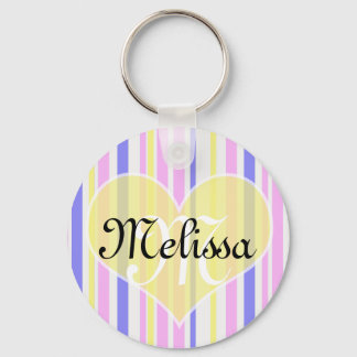 Strepen patroon (paars, geel ,wit en roze) keychain
