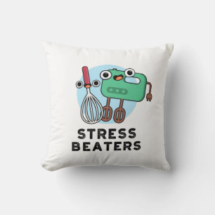 Stress Beaters Funny Baking Whisk Pun  Throw Pillow