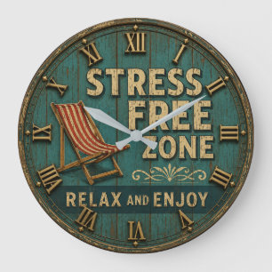 Stress Free Zone Rustic Beach House Decor Large Clock