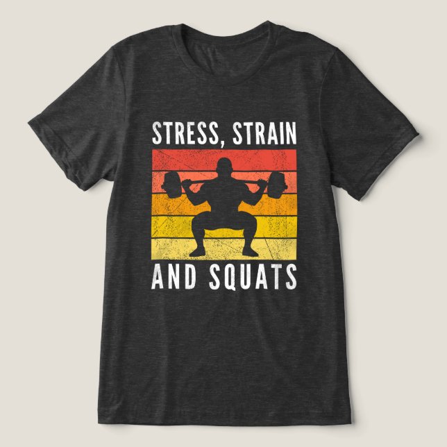 Stress Strain and Squats Tee, Funny Engineer Gym Tri-Blend Shirt (Design Front)