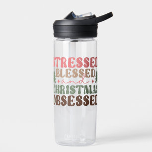 Stressed, Blessed, and Christmas Obsessed Water Bottle