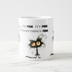  Stressed Cat I'm Fine It's Fine Everything's Fine Large Coffee Mug