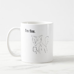 Stressed Out Cat, Weird Illustrated Cat Mug