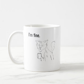 Stressed Out Cat, Weird Illustrated Cat Mug