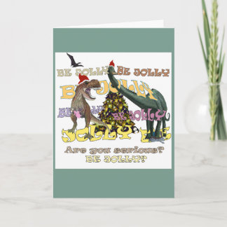 Stressed-out Dinosaur Christmas Holiday Card