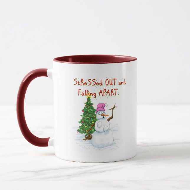 Stressed Snowlady Christmas mug (Left)