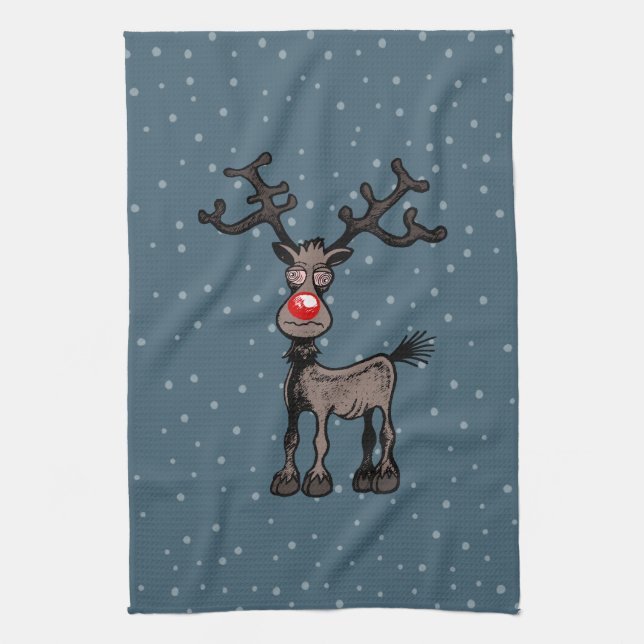 Stressful Christmas with Rudolf Kitchen Towel (Vertical)