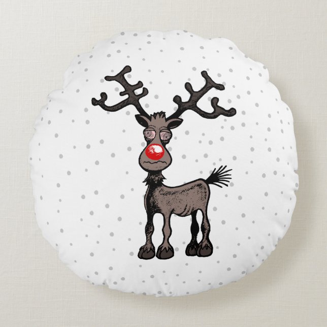 Stressful Christmas with Rudolf Round Pillow (Front)