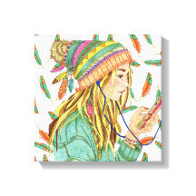 Stretch Canvas Boho Hat Girl