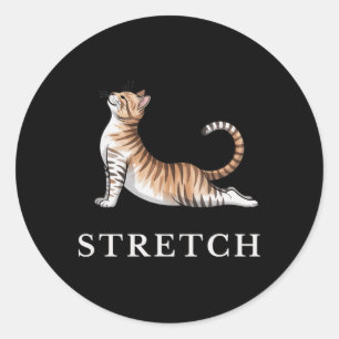 Stretch Cat Yoga Shirt Calm Lance Cute Animal Yogi Classic Round Sticker