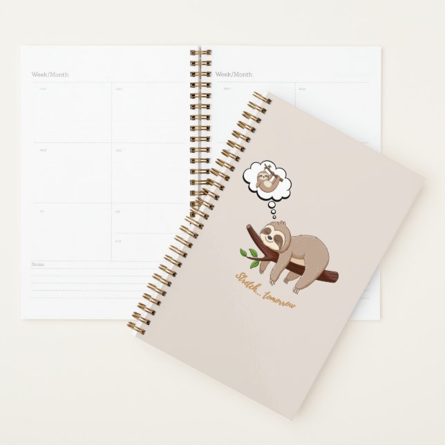 Stretch Tomorrow Sloth Notebook | Cozy Minimalist Planner (Display)