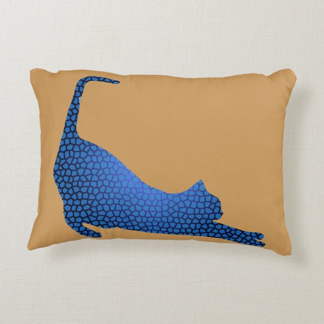 Stretched Blue Cat Custom Throw Pillows (Back)