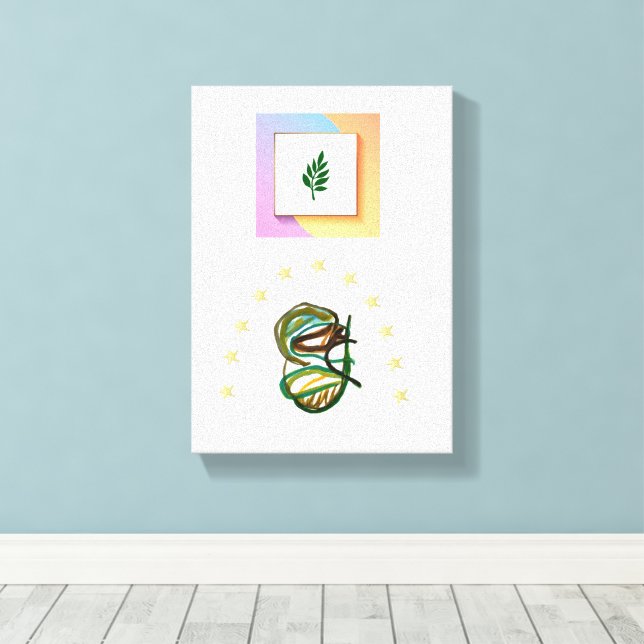 Stretched Canvas Print Abstract Frame Lines Leaf (Insitu(Wood Floor))