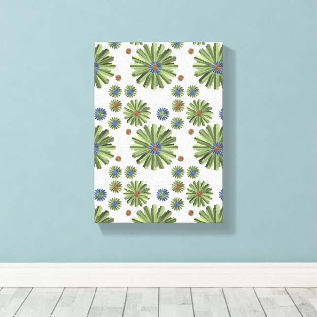 Stretched Canvas Print Abstract Green  (Insitu(Wood Floor))