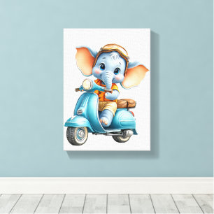 Stretched Canvas Print Beautiful Blue Elephant