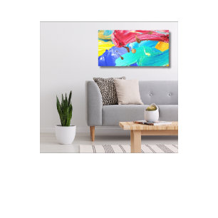 Stretched Canvas Print Blue Red Abstract Wall Art