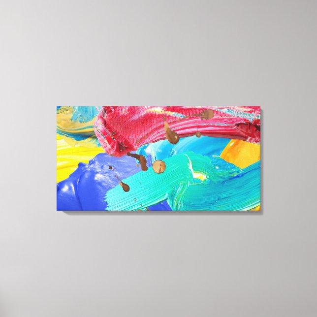 Stretched Canvas Print Blue Red Abstract Wall Art (Front)