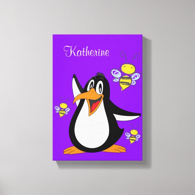 Stretched Canvas Print Bumblebee Penguin (Front)