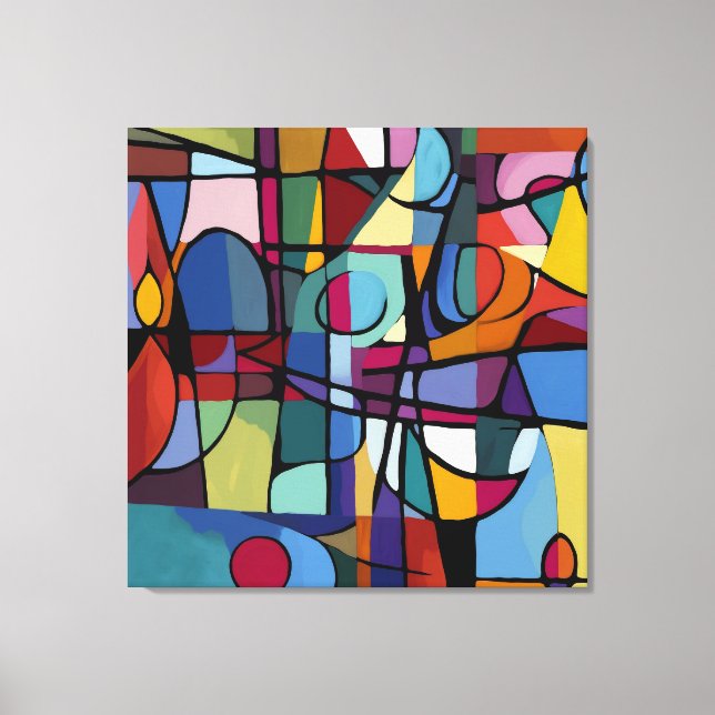 Stretched Canvas Print: Cubism Abstract Art Print (Front)