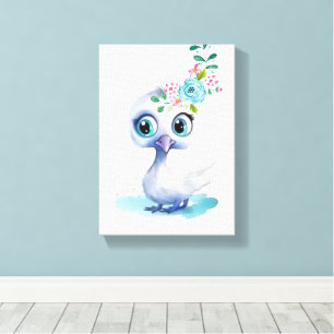 Stretched Canvas Print Cute White Duck