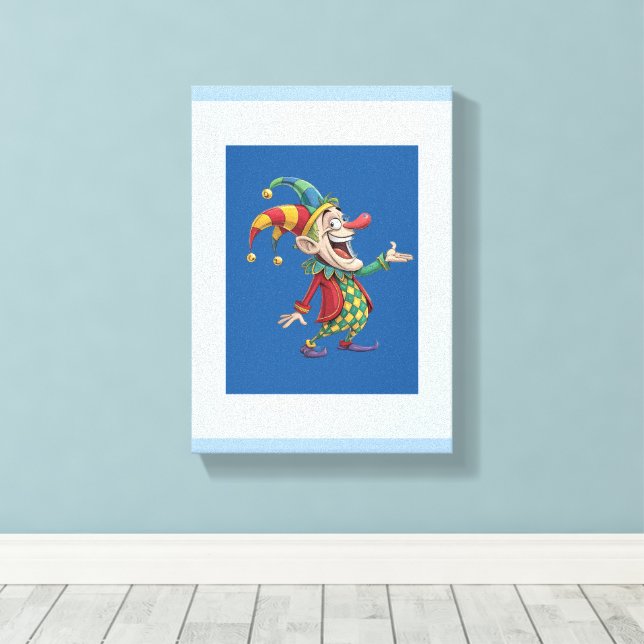 Stretched Canvas Print Dark Light Blue Joker Clown (Insitu(Wood Floor))