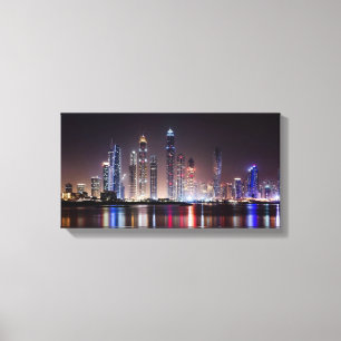 Stretched Canvas Print - Dubai Skyline at Night