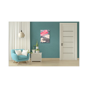 Stretched Canvas Print Grey Red Abstract Collage