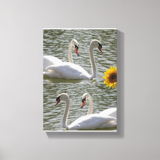 Stretched Canvas Print Mother's Day Swan Sunflower (Front)