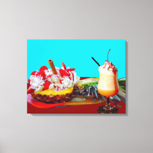 Stretched Canvas Print Pineapple and ice cream