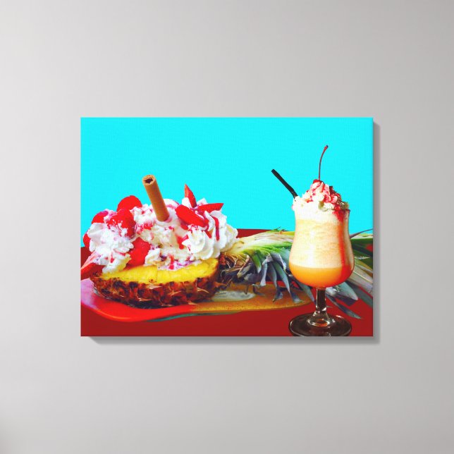 Stretched Canvas Print Pineapple and ice cream (Front)