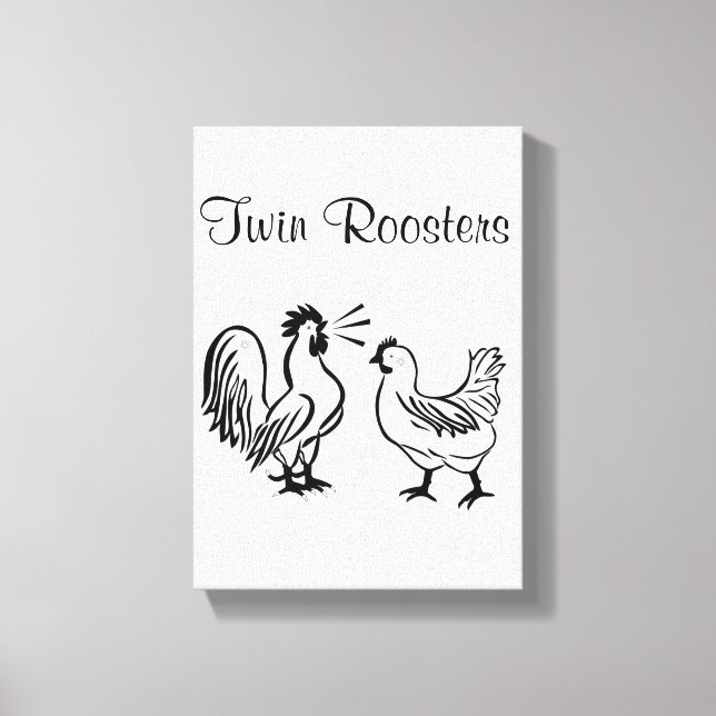 Stretched Canvas Print Roosters White (Front)