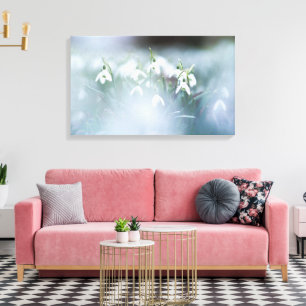 Stretched Canvas Print - Snowdrops Spring Morning