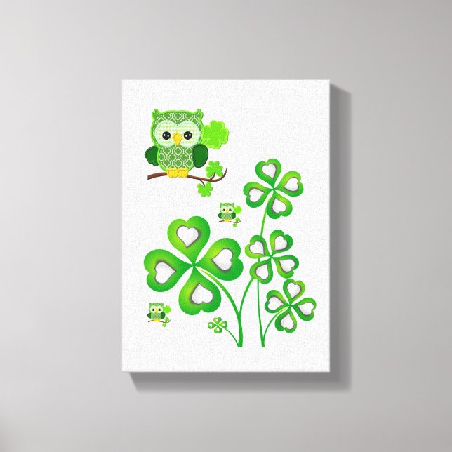 Stretched Canvas Print St. Patrick's Day Owl (Front)