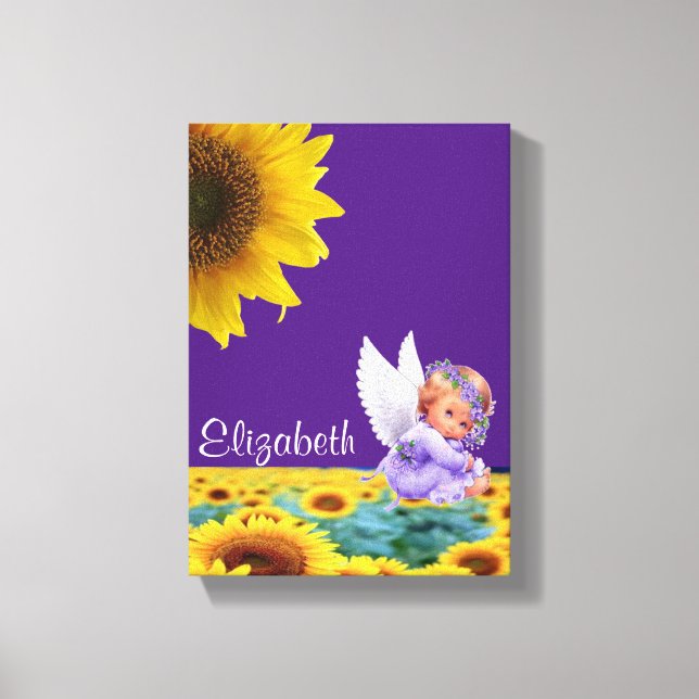 Stretched Canvas Print Sunflower Angel Purple (Front)
