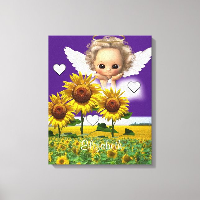 Stretched Canvas Print Sunflower Angel Purple (Front)