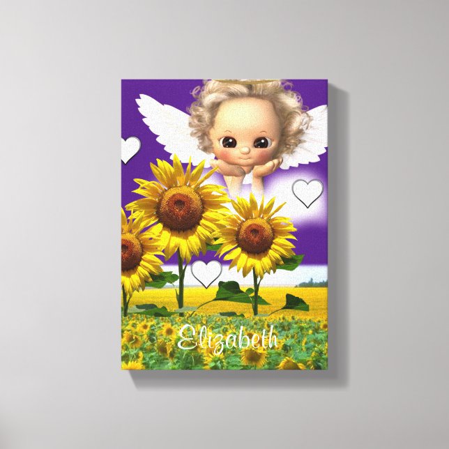 Stretched Canvas Print Sunflower Angel Purple (Front)
