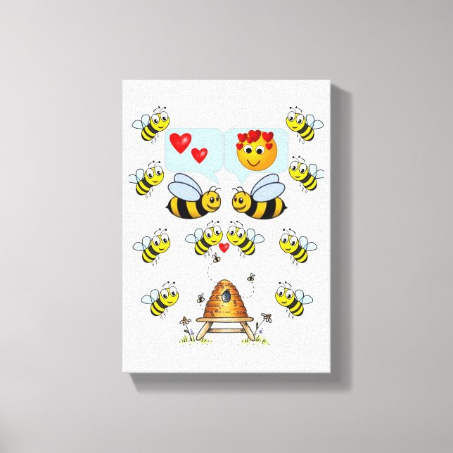 Stretched Canvas Print Valentine's Bumblebee (Front)
