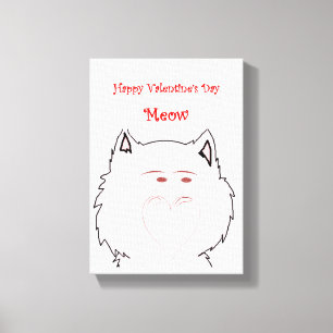 Stretched Canvas Print Valentine's Day Cat
