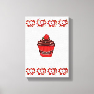 Stretched Canvas Print Valentine's Day Cupcake