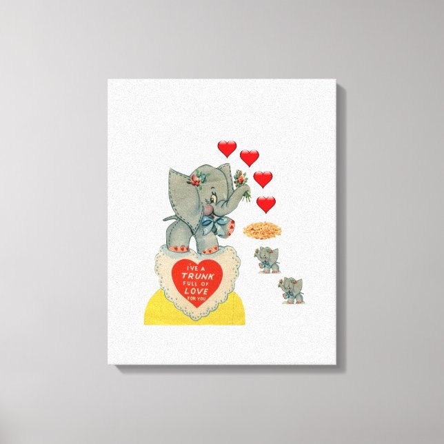 Stretched Canvas Print Valentine's Day Elephant (Front)