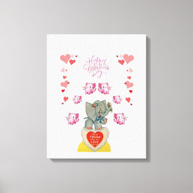Stretched Canvas Print Valentine's Day Elephant (Front)