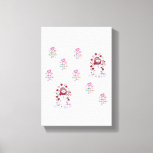 Stretched Canvas Print Valentine's Day Snowman