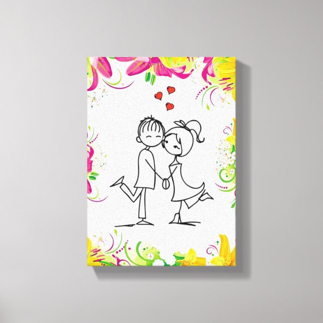 Stretched Canvas Print Valentine's Day Vintage (Front)
