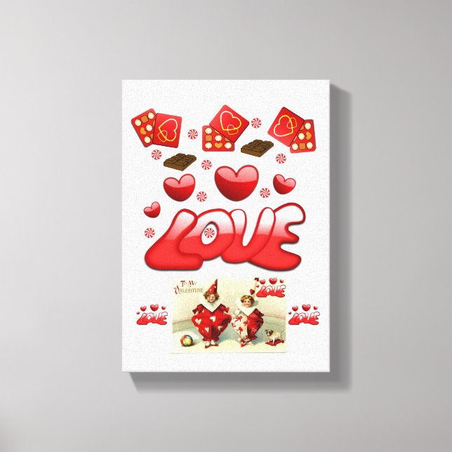 Stretched Canvas Print Valentine's Day Vintage (Front)