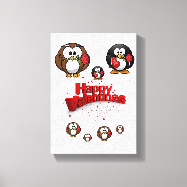 Stretched Canvas Print Valentine's Penguin (Front)